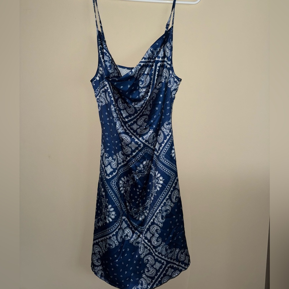 Elegant Blue Bandana Dress